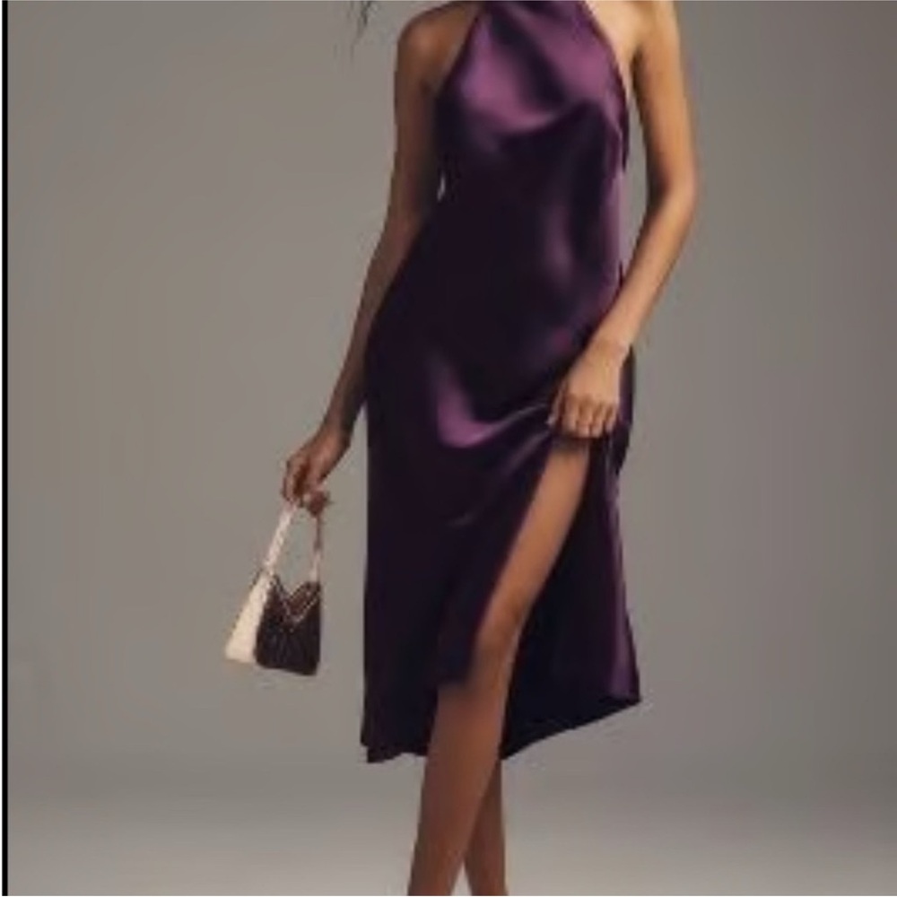BHLDN halter satin Purple Dress